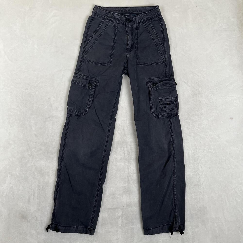 American Eagle Outfitters Cargo Pants Womens 000 Gray Twill Utility Stretch
